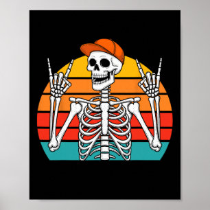 Halloween Rocker Skeleton Cap Cool Punk Rock Men B Poster