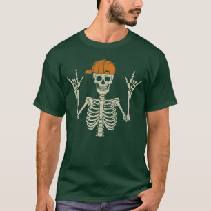 Halloween Rocker Skeleton Cap Cool Punk Rock Men B T-Shirt