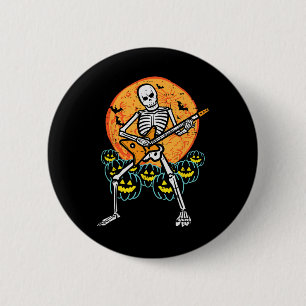 Halloween Rocker Skeleton Guitar Rock Costume Men 6 Cm Round Badge