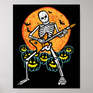 Halloween Rocker Skeleton Guitar Rock Costume Men  Poster