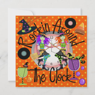Halloween Rockin' Around the Clock Invitation