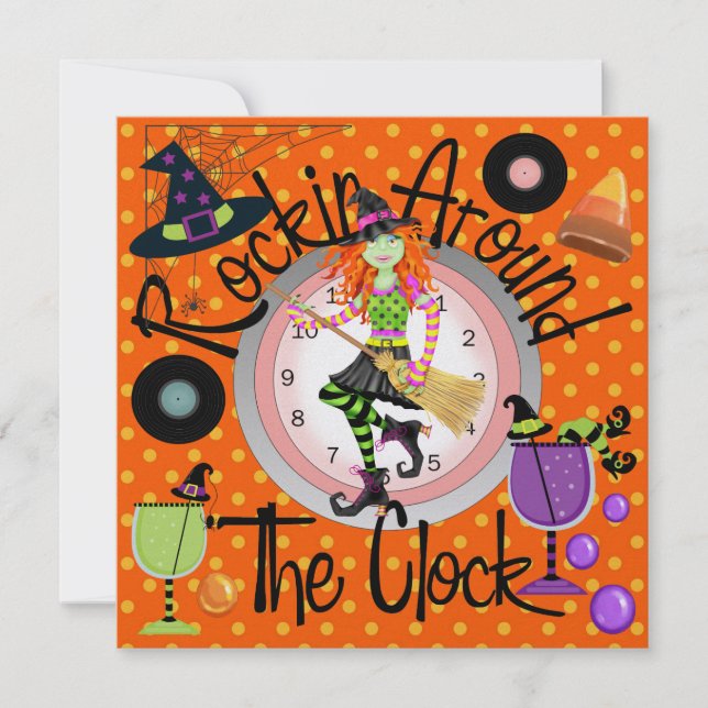 Halloween Rockin' Around the Clock Party - SRF Invitation (Front)