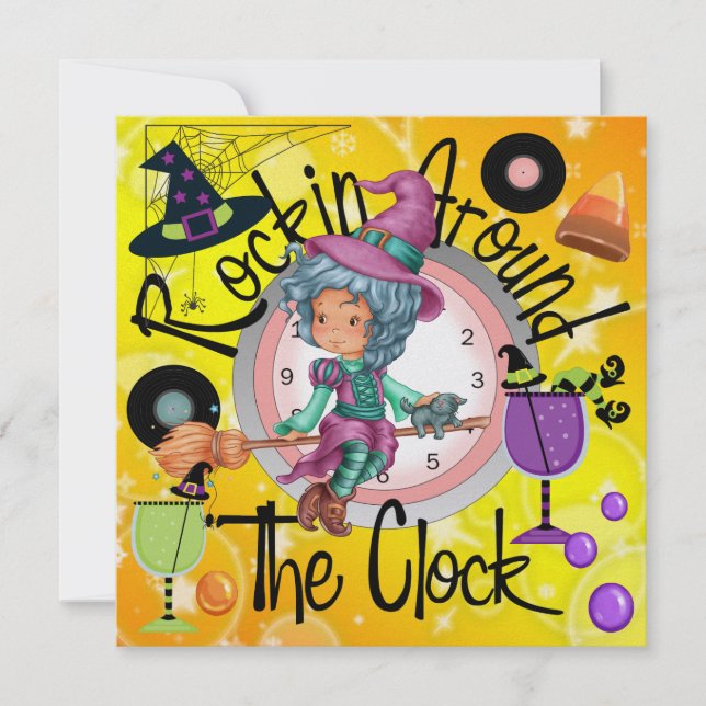 Halloween Rockin' Around the Clock Party - SRF Invitation (Front)