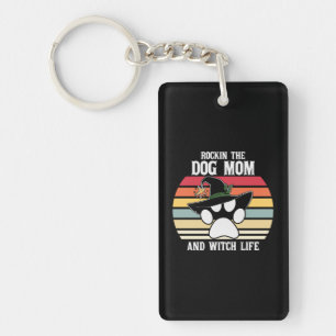 Halloween Rockin the Dog Mum and Witch Life Xmas Key Ring