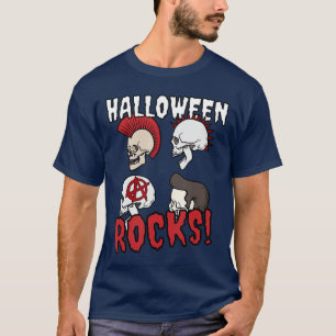 Halloween Rocks Cool Rocker Skulls Skeletons Punk  T-Shirt