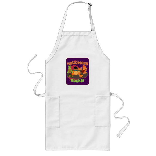 Halloween Rocks Epic Trick Or Treat Cartoon Long Apron (Front)