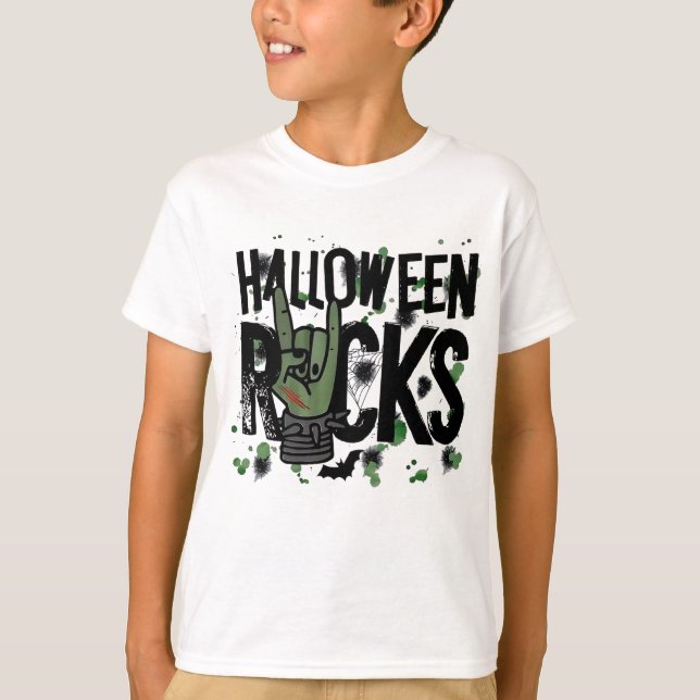 Halloween Rocks Sign T-Shirt (Front)