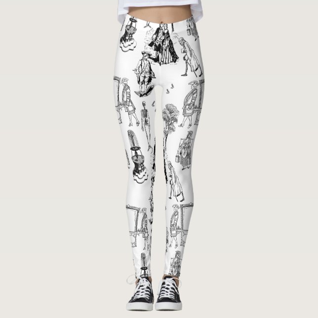 halloween rococo baroque skeleton toile skull leggings (Front)
