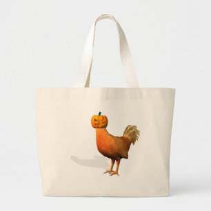 Halloween Rooster Large Tote Bag