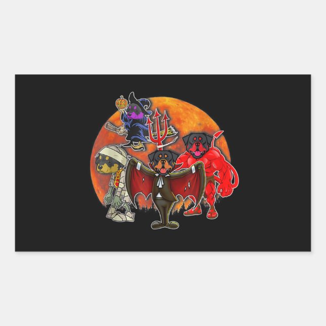 Halloween Rottweiler Costume Mummy Evil Witch Pump Rectangular Sticker (Front)