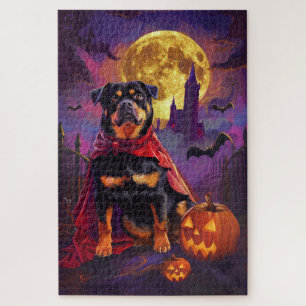 Halloween Rottweiler Vampire Pumpkins Scary Jigsaw Puzzle