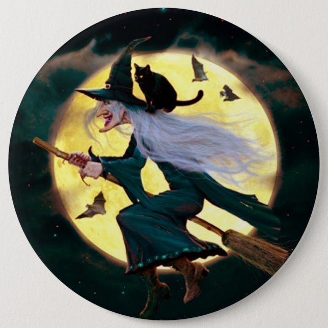 Halloween Round Button/Flying Witch 6 Cm Round Badge (Front)
