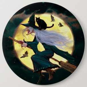 Halloween Round Button/Flying Witch 6 Cm Round Badge
