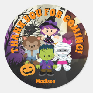 Halloween Round Thank You Tags Kids Personalised