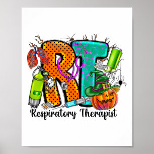 Halloween Rt Respiratory Therapist Spooky Rt Pumpk Poster