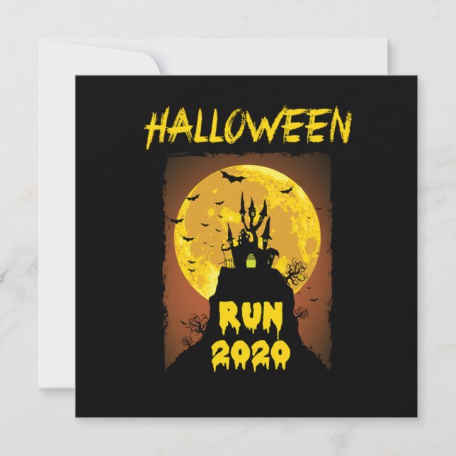 Halloween Run 2020 Spooky Bats Moon Horror Gift Invitation (Front)