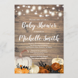 Halloween Rustic Orange Rose Baby Shower Invitation