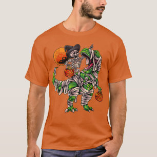 Halloween S For Boys Men Skeleton Riding Dinosaur T-Shirt