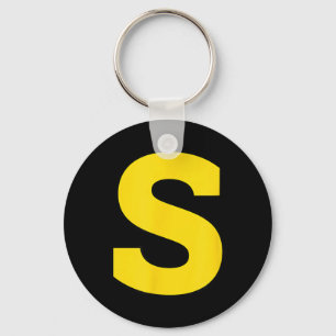 Halloween S Monogram Yellow Initial - Bold S Key Ring
