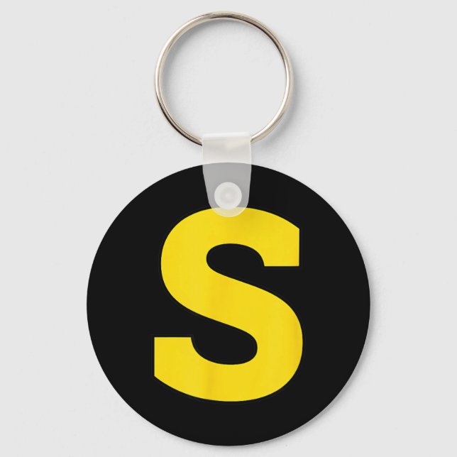 Halloween S Monogram Yellow Initial - Bold S Key Ring (Front)