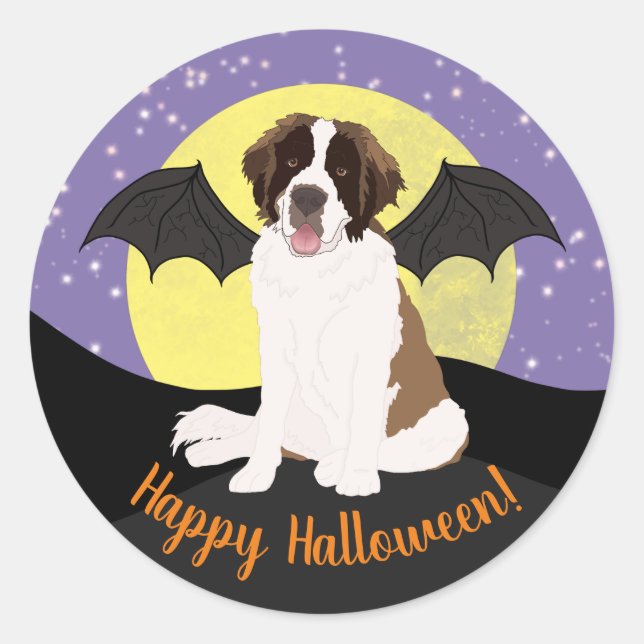 Halloween Saint Bernard  Classic Round Sticker (Front)