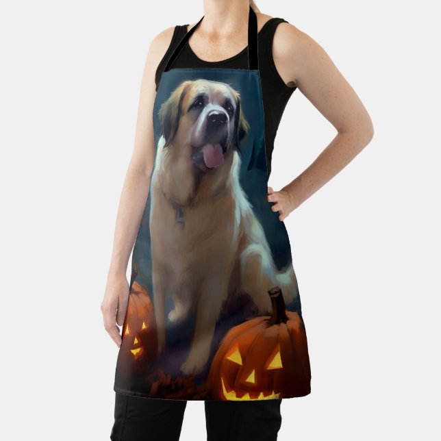 Halloween Saint Bernard With Pumpkins Scary  Apron (Insitu)