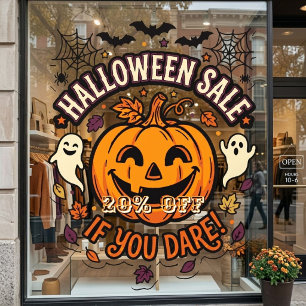 Halloween Sale Window Cling - 20% Off If You Dare 