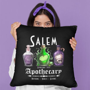 Halloween Salem Apothecary Potions Tonics Elixirs Cushion