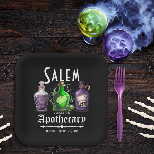 Halloween Salem Apothecary Potions Tonics Elixirs Paper Plate (Creator Uploaded)