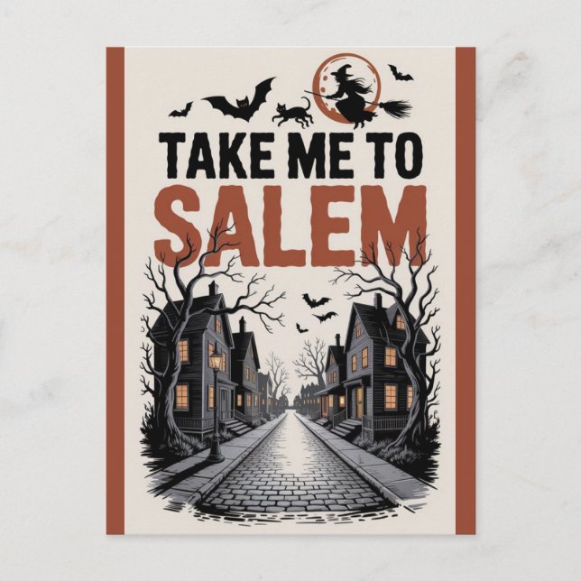 Halloween Salem Massachusetts Witch Lover Spooky Postcard (Front)