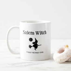 Halloween Salem Witch on Broom Flying Coffee Mug