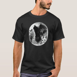 Halloween Samhain Batcat Black Cat Witchy Moon Bat T-Shirt