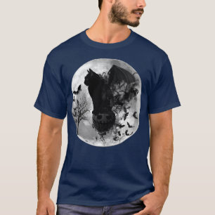 Halloween Samhain Batcat Black Cat Witchy Moon Bat T-Shirt