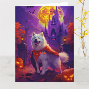 Halloween Samoyed Vampire Pumpkins Scary Card
