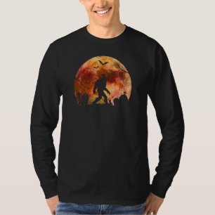 Halloween Sasquatch In A Cemetery Spooky Full Moon T-Shirt