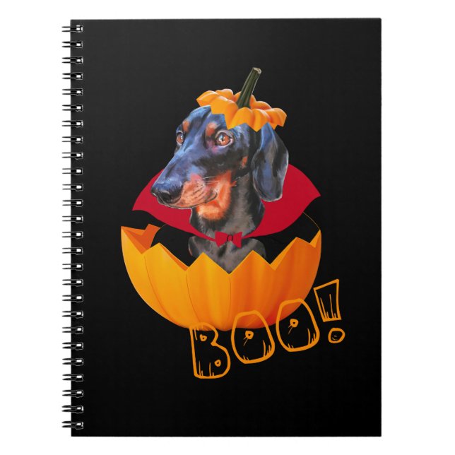 Halloween sausage dog pumpkin notebook (Front)