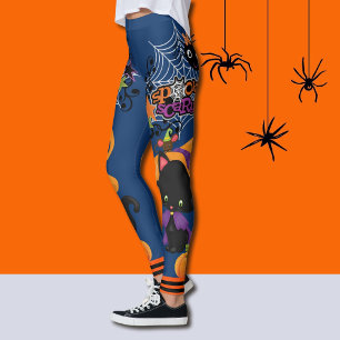 Halloween Scardy Cat Cute Witch Spooky Leggings