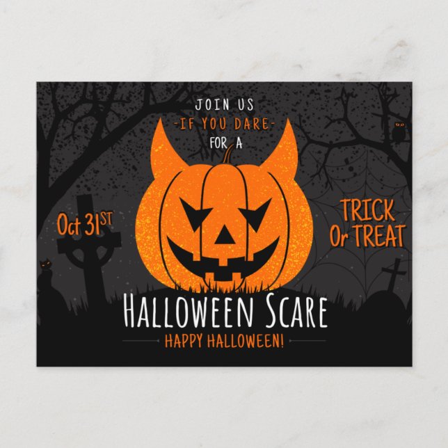 Halloween Scare Invite Postcard (Front)