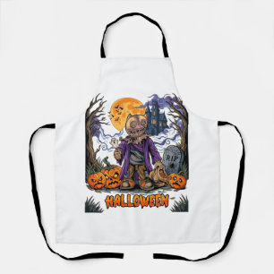 Halloween Scarecrow Candy Sack Pumpkins Haunted Ho Apron