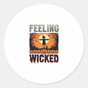 Halloween Scarecrow Feeling Wicked Vintage_1 Classic Round Sticker