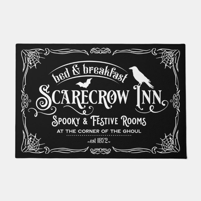 Halloween Scarecrow Inn Bed and Breakfast Raven Doormat (Front)