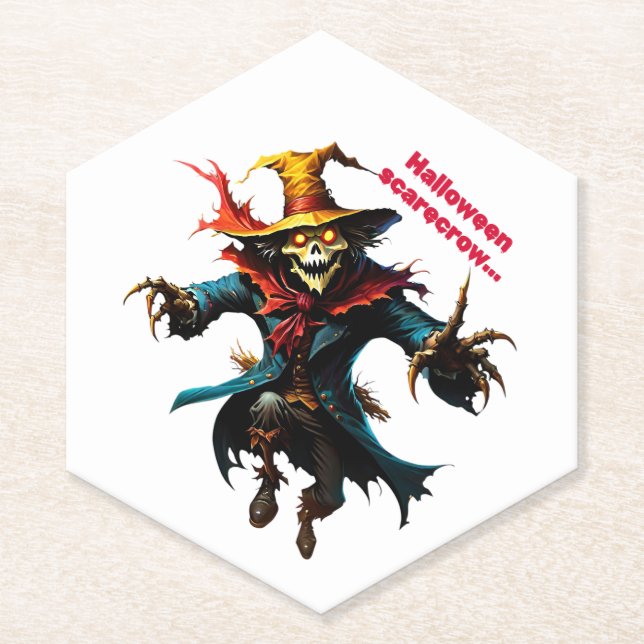 Halloween scarecrow  paper coaster (Front)