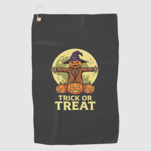 Halloween Scarecrow Pumpkin Trick or Treat Design Golf Towel