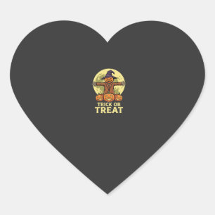 Halloween Scarecrow Pumpkin Trick or Treat Design Heart Sticker