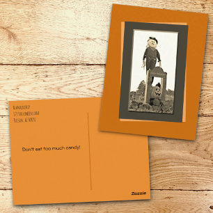 Halloween Scarecrow Sepia Template Photograph Pos Postcard