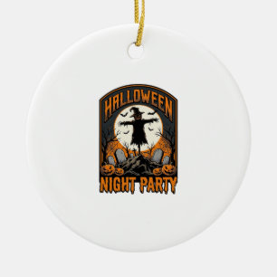 Halloween Scarecrow Shirt Vintage Graveyard Party_ Ceramic Tree Decoration