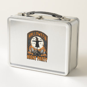 Halloween Scarecrow Shirt Vintage Graveyard Party_ Metal Lunch Box