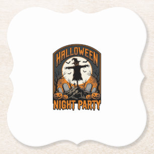 Halloween Scarecrow Shirt Vintage Graveyard Party_ Paper Coaster