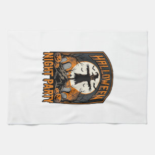 Halloween Scarecrow Shirt Vintage Graveyard Party_ Tea Towel