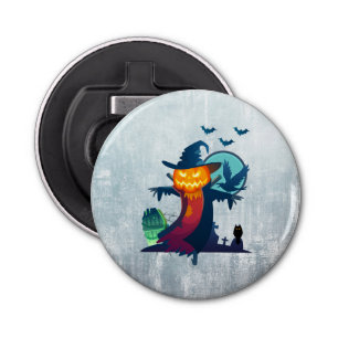 Halloween Scarecrow With Bats Crow And Owl Bottle Opener